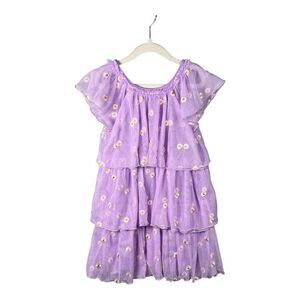 Andy & Evan Purple Daisy Floral Tiered Mesh Dress Girls Sz 6 Spring Easter Party